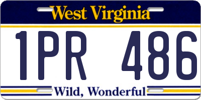 WV license plate 1PR486