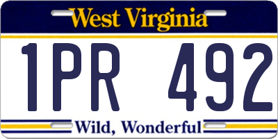 WV license plate 1PR492