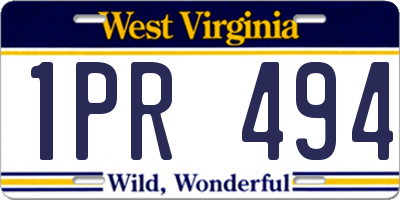 WV license plate 1PR494
