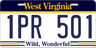 WV license plate 1PR501