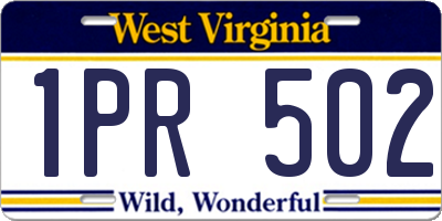WV license plate 1PR502