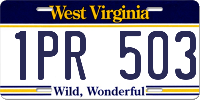 WV license plate 1PR503