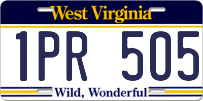 WV license plate 1PR505