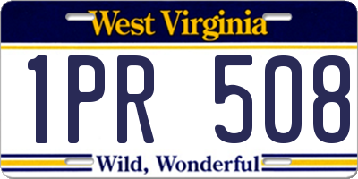 WV license plate 1PR508