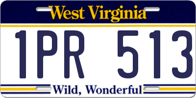 WV license plate 1PR513
