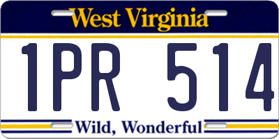 WV license plate 1PR514