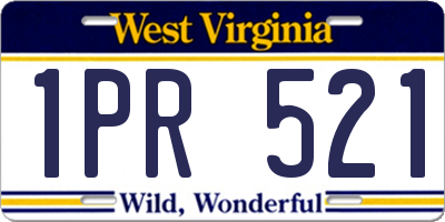 WV license plate 1PR521