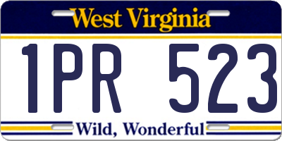 WV license plate 1PR523