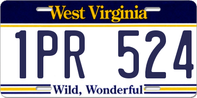 WV license plate 1PR524
