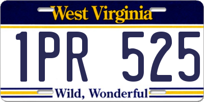 WV license plate 1PR525