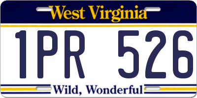 WV license plate 1PR526