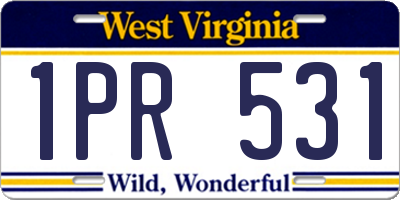 WV license plate 1PR531