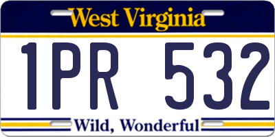 WV license plate 1PR532
