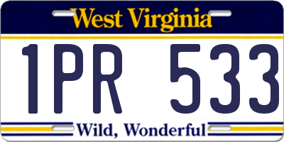 WV license plate 1PR533