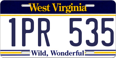 WV license plate 1PR535