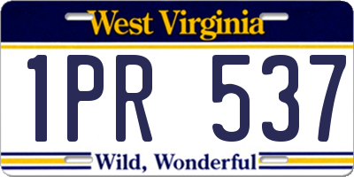 WV license plate 1PR537