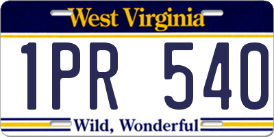 WV license plate 1PR540