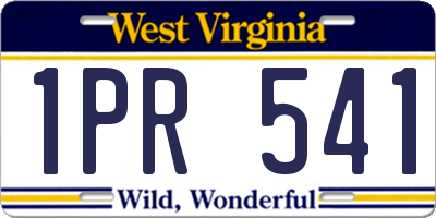 WV license plate 1PR541