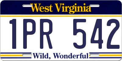 WV license plate 1PR542