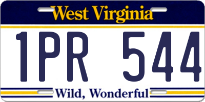 WV license plate 1PR544