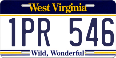WV license plate 1PR546