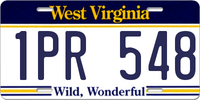 WV license plate 1PR548