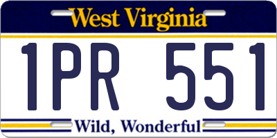 WV license plate 1PR551