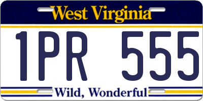 WV license plate 1PR555