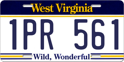 WV license plate 1PR561