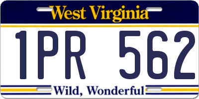 WV license plate 1PR562