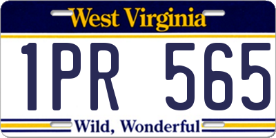 WV license plate 1PR565