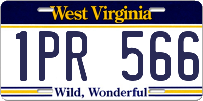 WV license plate 1PR566