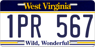 WV license plate 1PR567