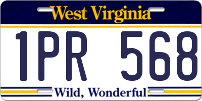 WV license plate 1PR568