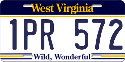 WV license plate 1PR572