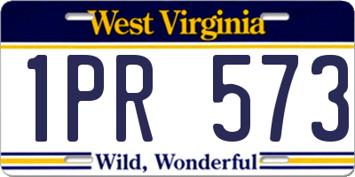 WV license plate 1PR573