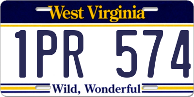 WV license plate 1PR574