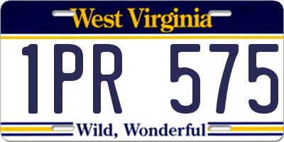 WV license plate 1PR575