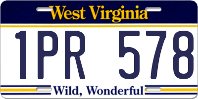 WV license plate 1PR578