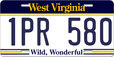 WV license plate 1PR580
