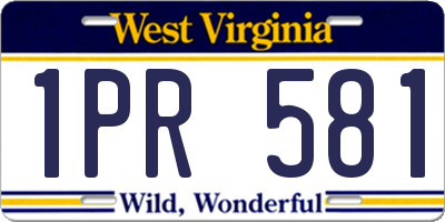 WV license plate 1PR581