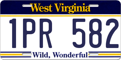 WV license plate 1PR582