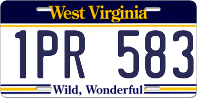 WV license plate 1PR583
