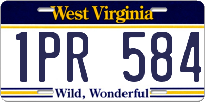 WV license plate 1PR584