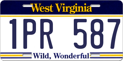 WV license plate 1PR587