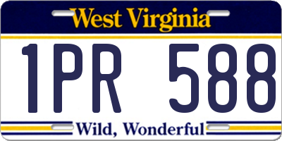 WV license plate 1PR588