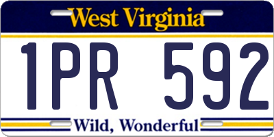 WV license plate 1PR592