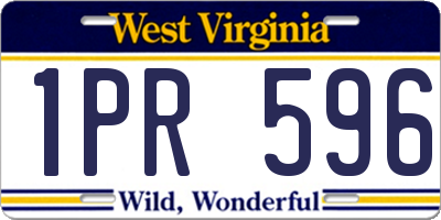 WV license plate 1PR596