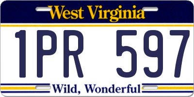 WV license plate 1PR597