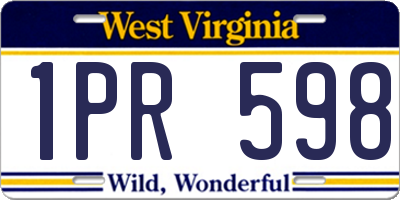 WV license plate 1PR598
